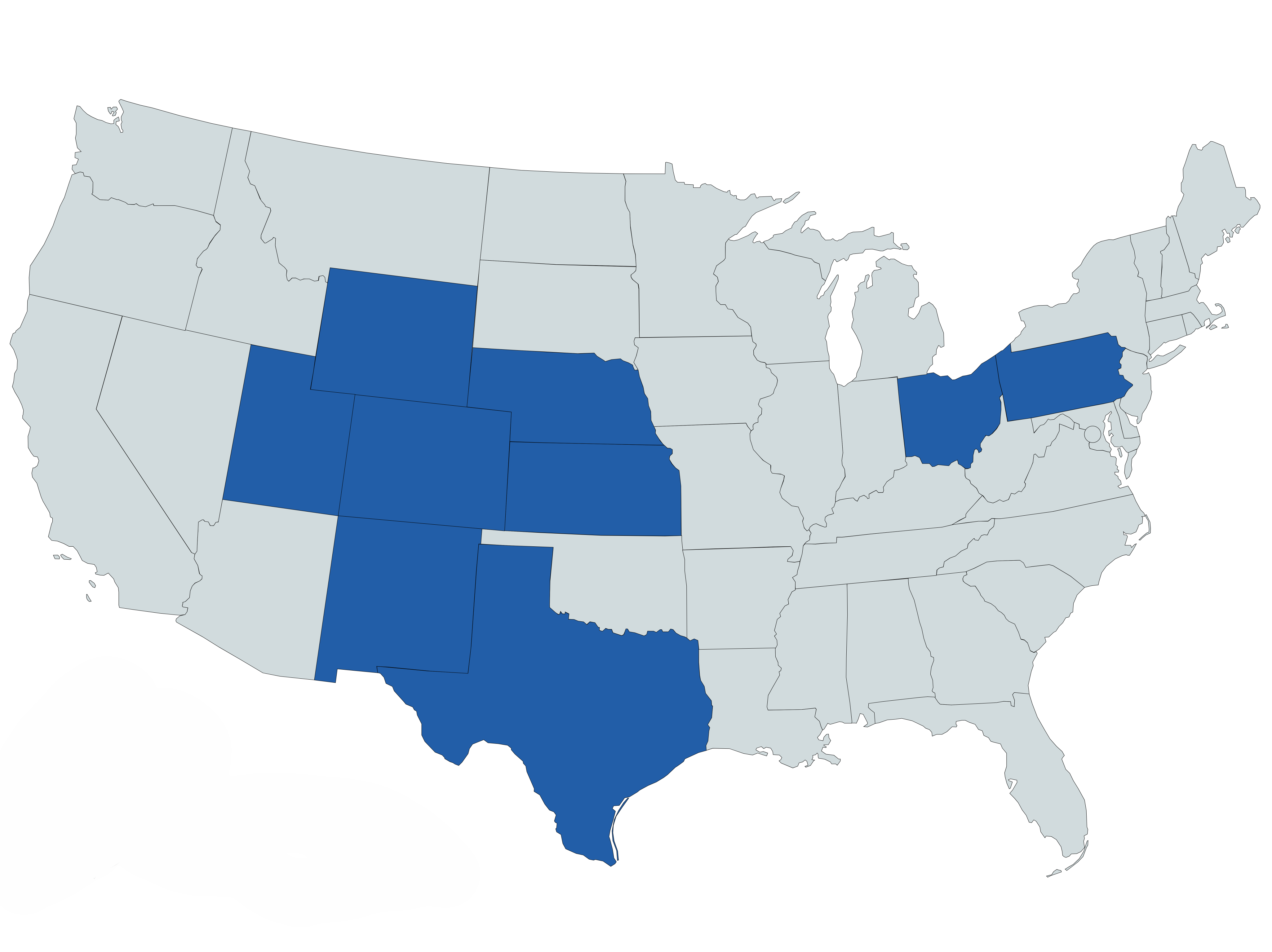 Utica Energy Holdings nationwide operations map showing active states